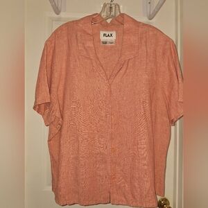 Flax Button Down top Women's Size Large Red Heather color